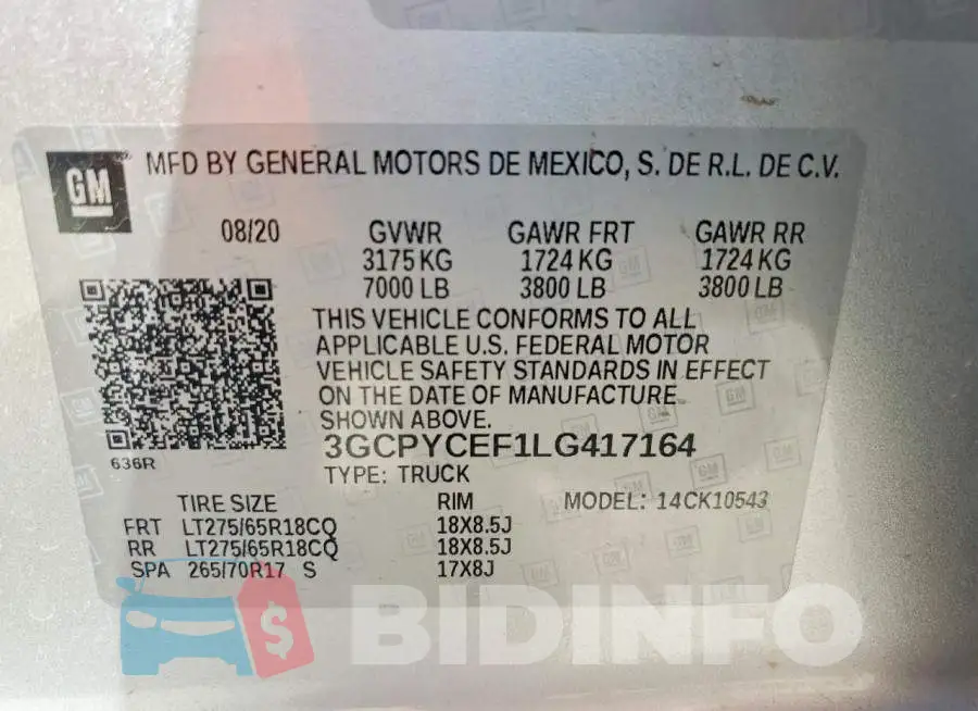 3GCPYCEF1LG417164 Photo# 12