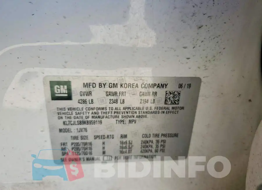 KL7CJLSB9KB959119 Photo# 13