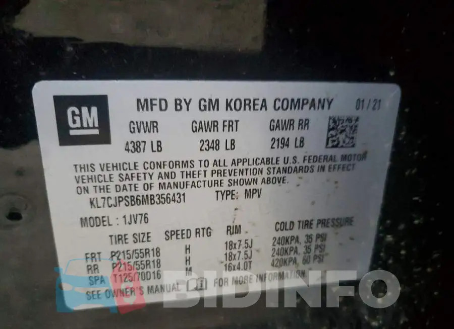 KL7CJPSB6MB356431 Photo# 14