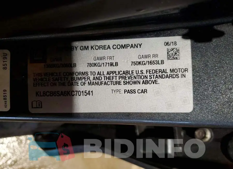 KL8CB6SA6KC701541 Photo# 12
