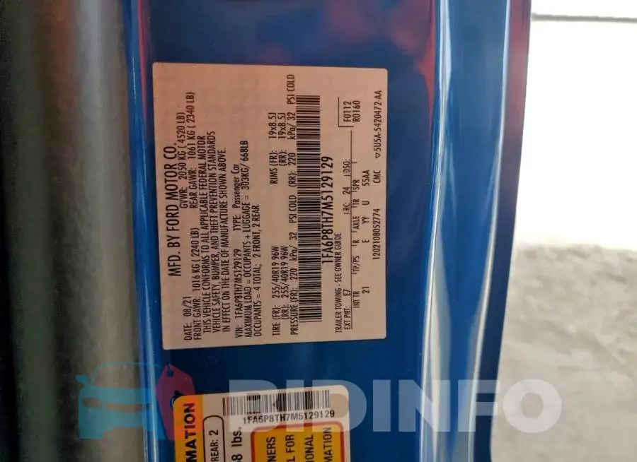 1FA6P8TH7M5129129 Photo# 12