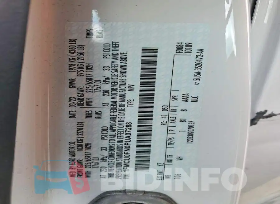 1FMCU0FN0PUA07288 Photo# 13