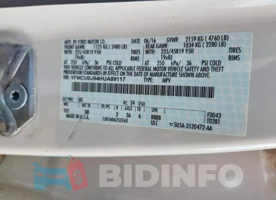 1FMCU0J94HUA89117 Photo# 13