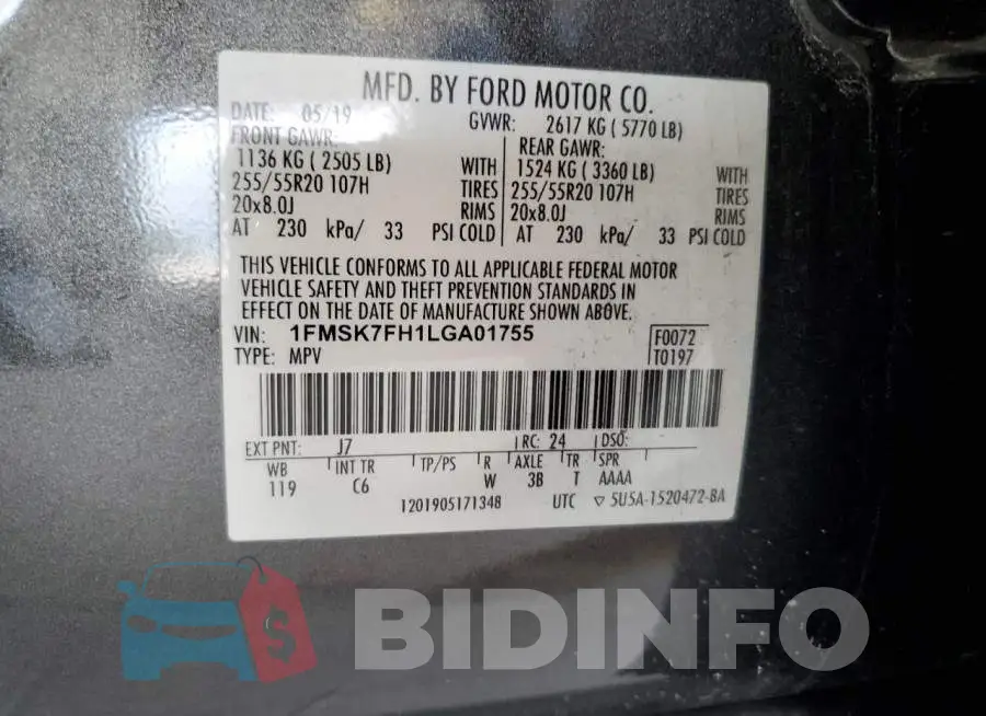 1FMSK7FH1LGA01755 Photo# 13
