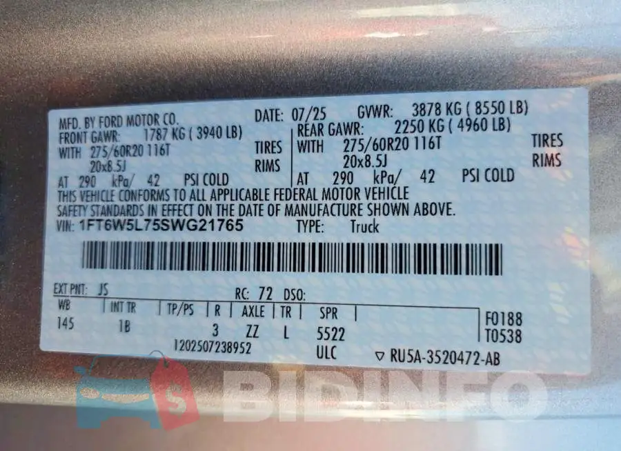 1FT6W5L75SWG21765 Photo# 13