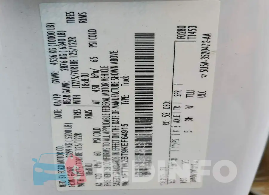 1FT7W2BT9KEF64915 Photo# 12
