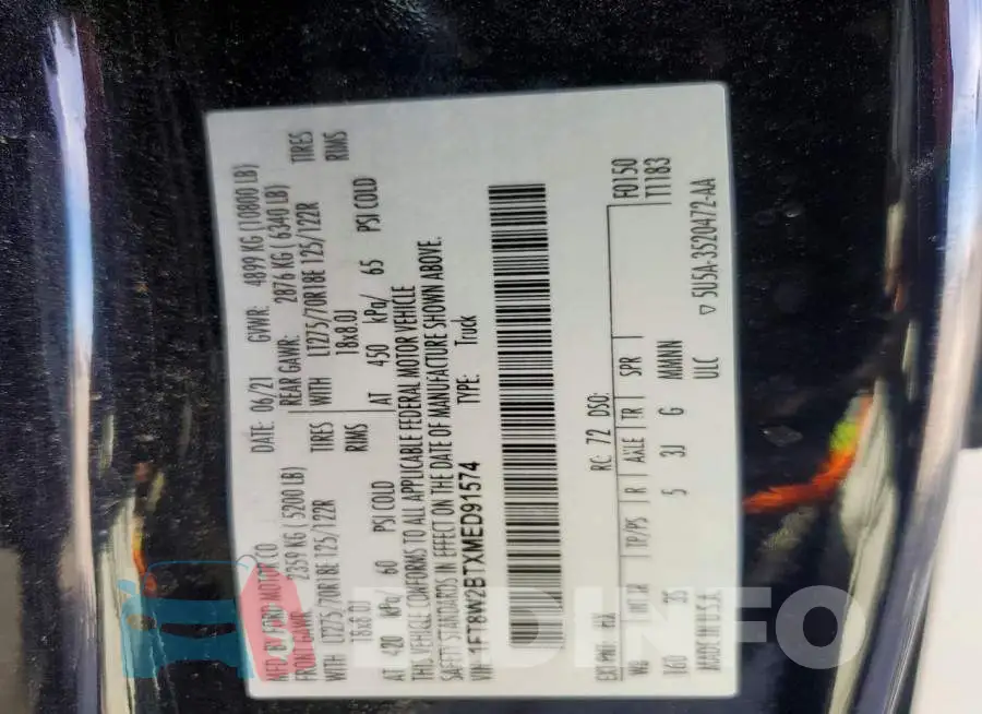 1FT8W2BTXMED91574 Photo# 12