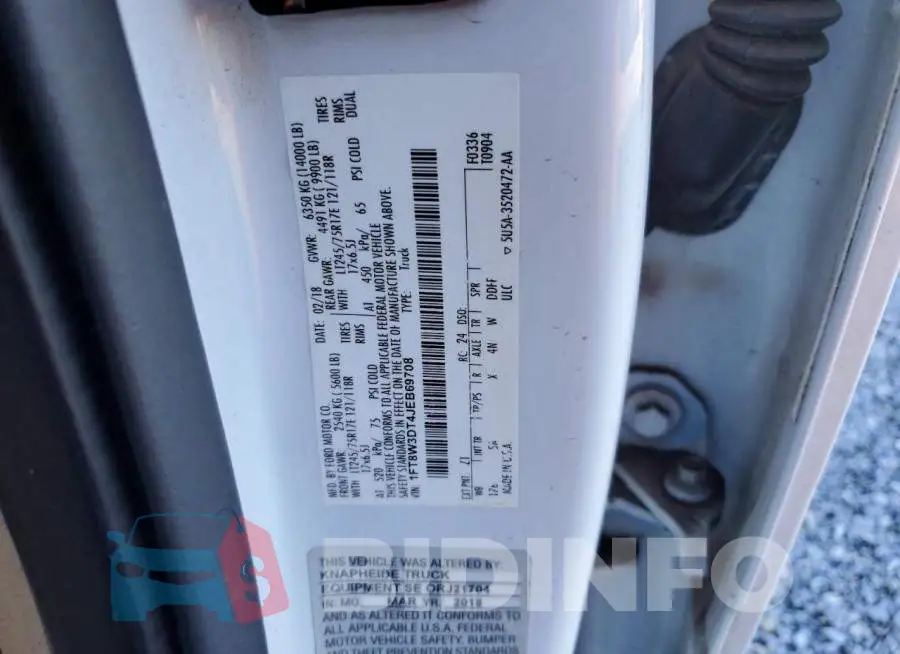 1FT8W3DT4JEB69708 Photo# 12