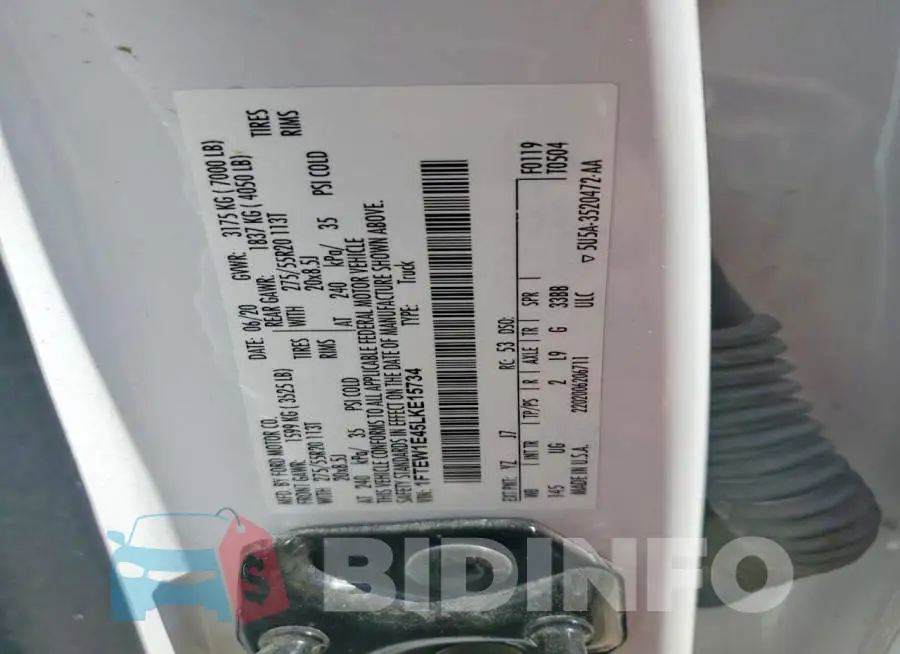 1FTEW1E45LKE15734 Photo# 12