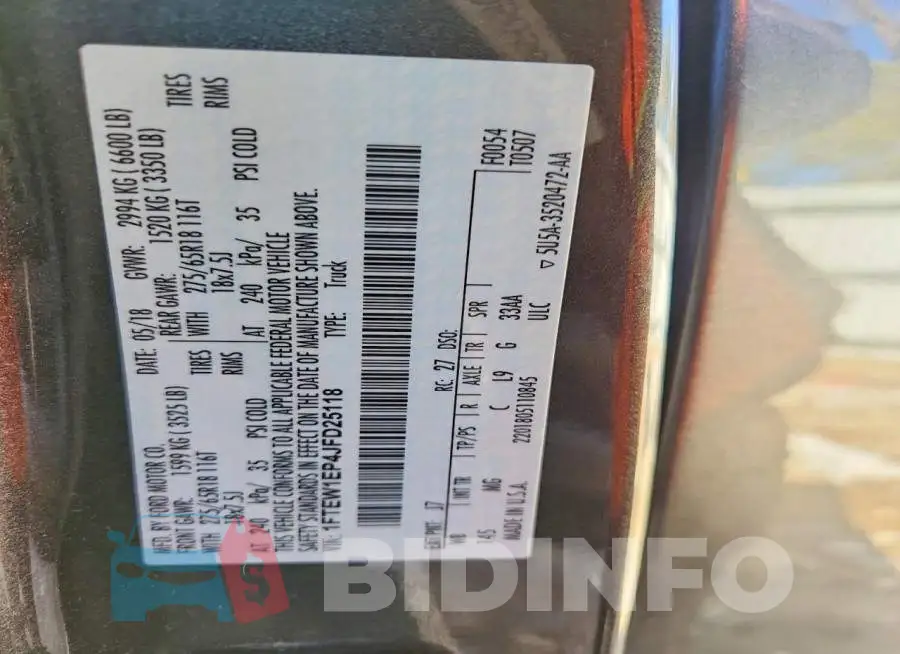 1FTEW1EP4JFD25118 Photo# 13