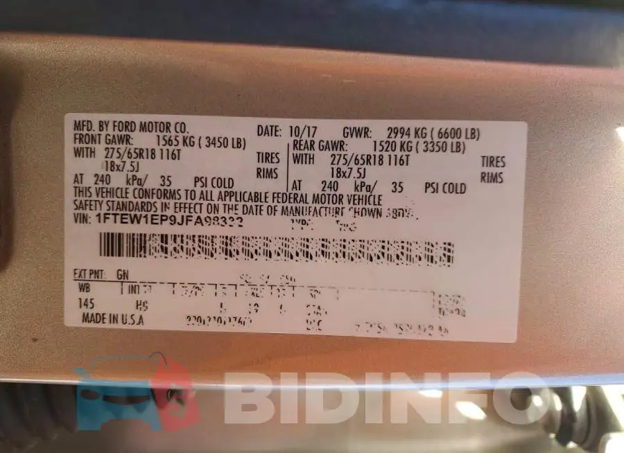 1FTEW1EP9JFA98332 Photo# 13