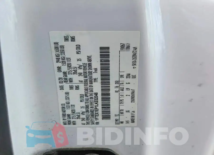 1FTEX1EP1LKE02048 Photo# 12