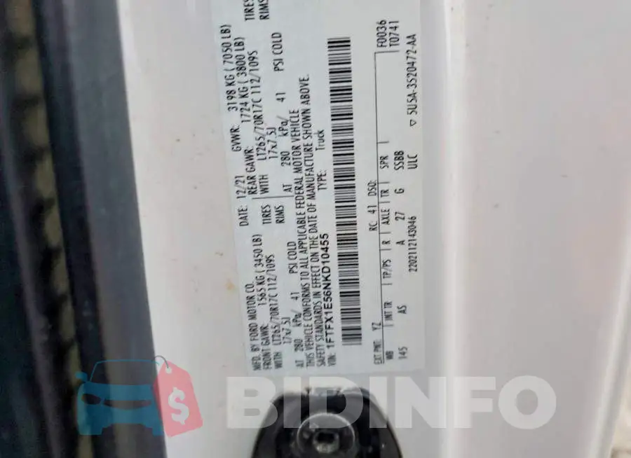 1FTFX1E56NKD10455 Photo# 12