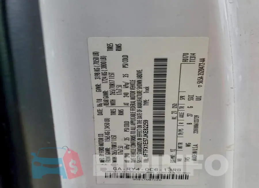 1FTFX1E57JKE82259 Photo# 12