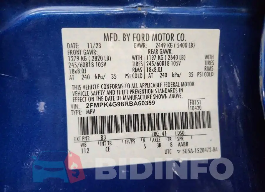 2FMPK4G98RBA60359 Photo# 14