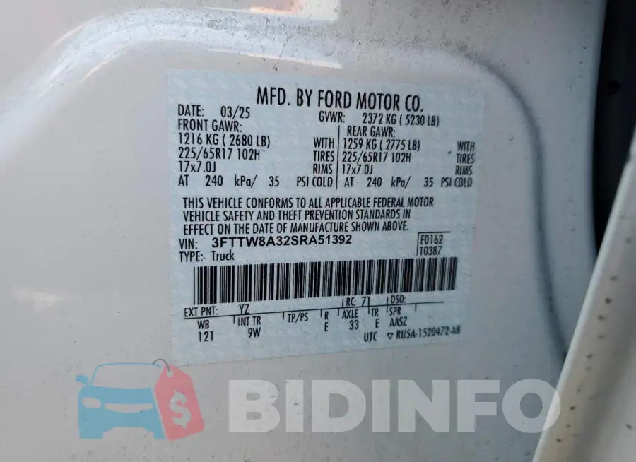 3FTTW8A32SRA51392 Photo# 12
