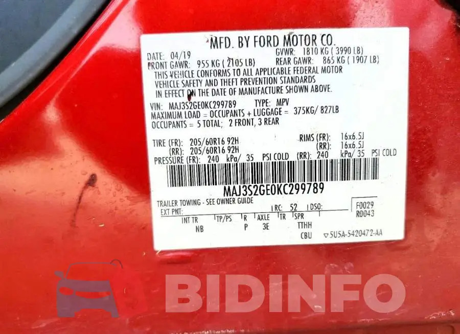 MAJ3S2GE0KC299789 Photo# 13
