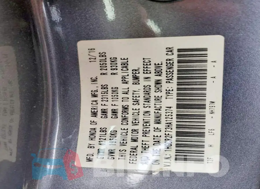 1HGCR2F73HA125374 Photo# 13