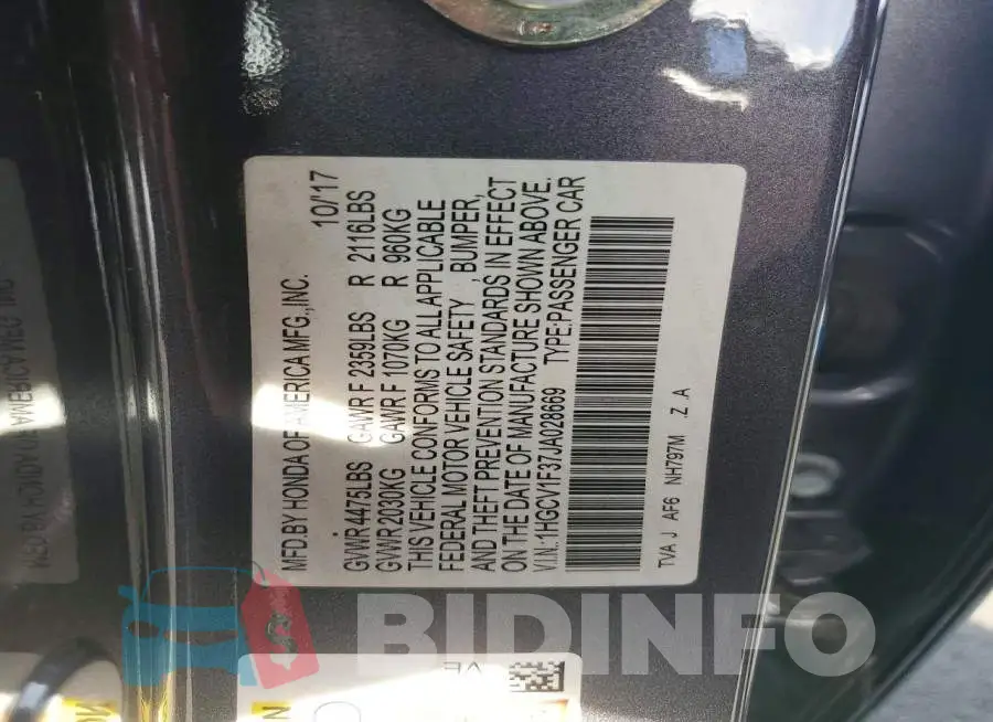 1HGCV1F37JA028669 Photo# 12