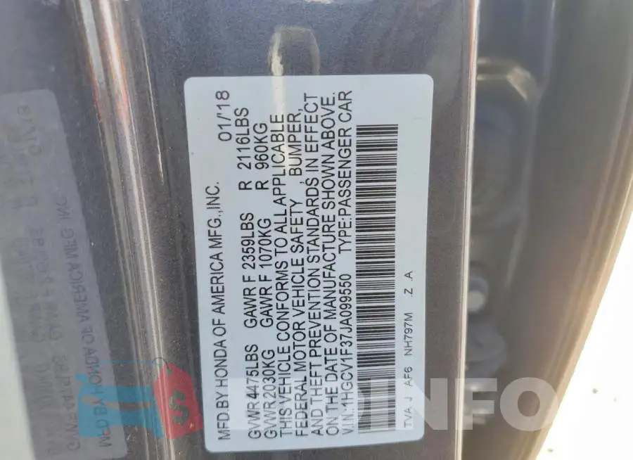 1HGCV1F37JA099550 Photo# 13