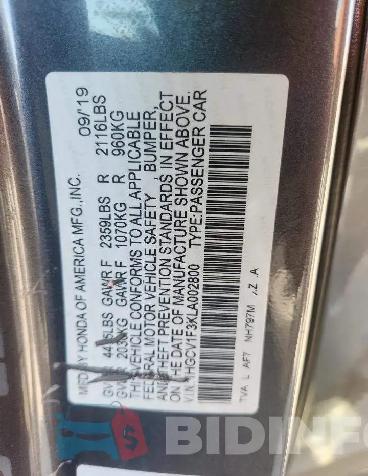 1HGCV1F3XLA002800 Photo# 12