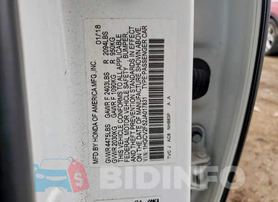 1HGCV2F52JA017831 Photo# 12