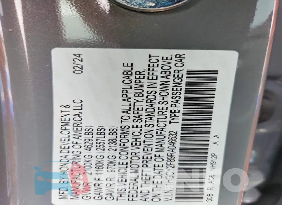 1HGCY2F89RA046532 Photo# 12