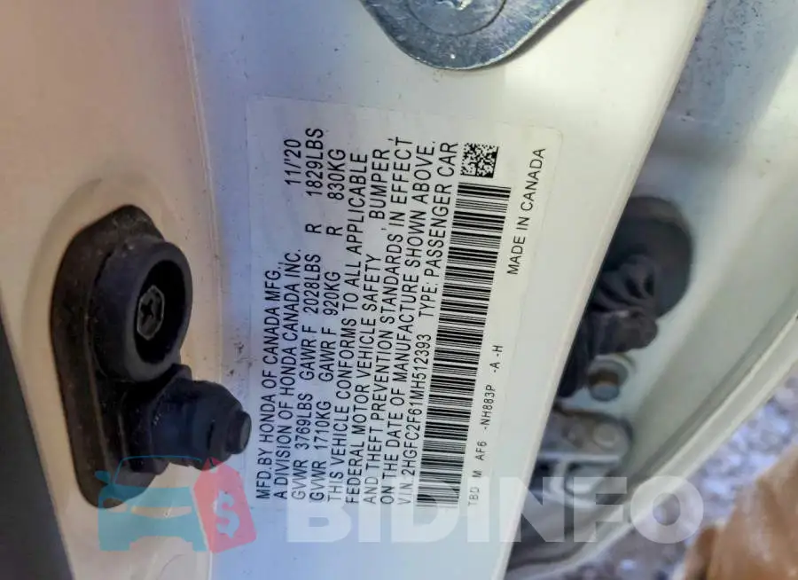 2HGFC2F61MH512393 Photo# 12