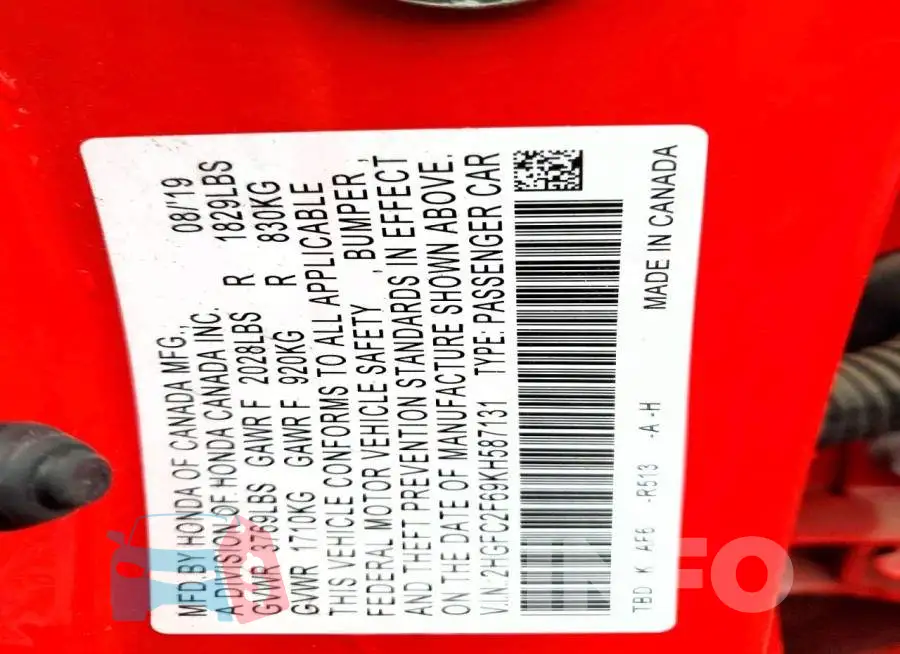 2HGFC2F69KH587131 Photo# 12
