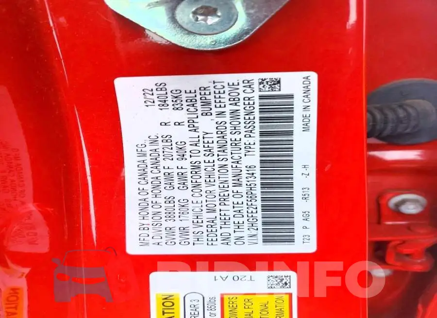 2HGFE2F56PH513416 Photo# 12