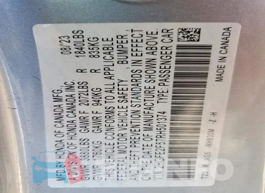 2HGFE2F57RH501374 Photo# 12