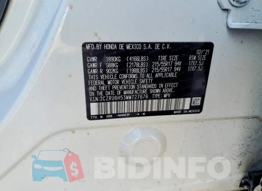 3CZRU6H53MM727676 Photo# 13