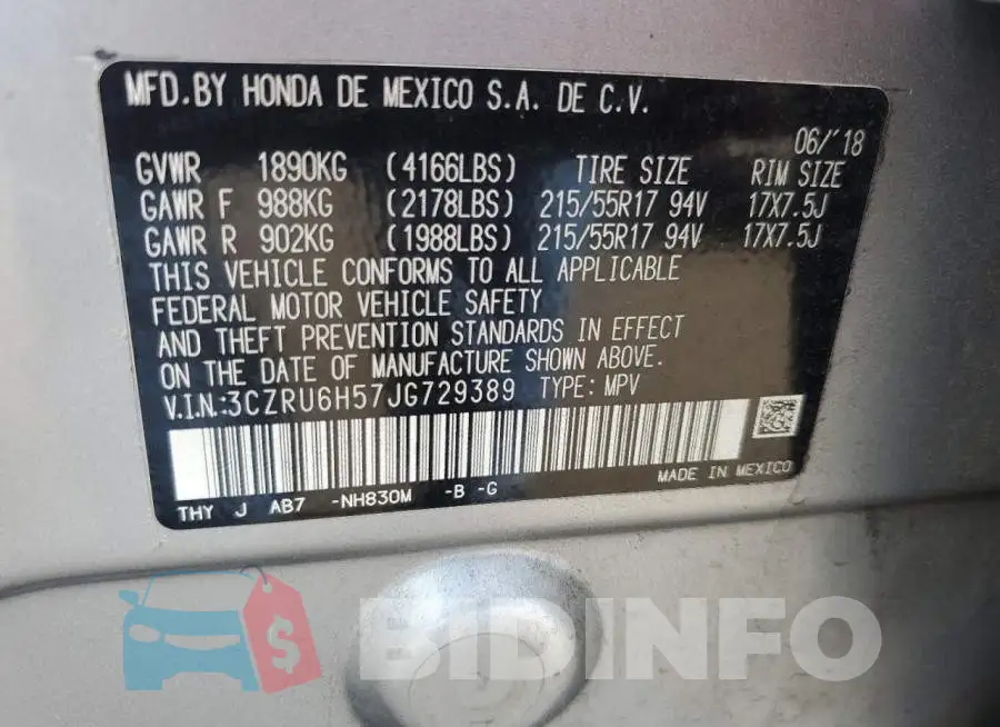 3CZRU6H57JG729389 Photo# 12
