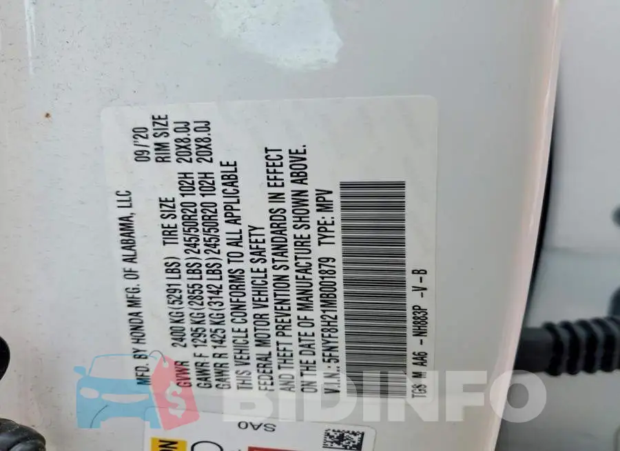 5FNYF8H21MB001879 Photo# 14