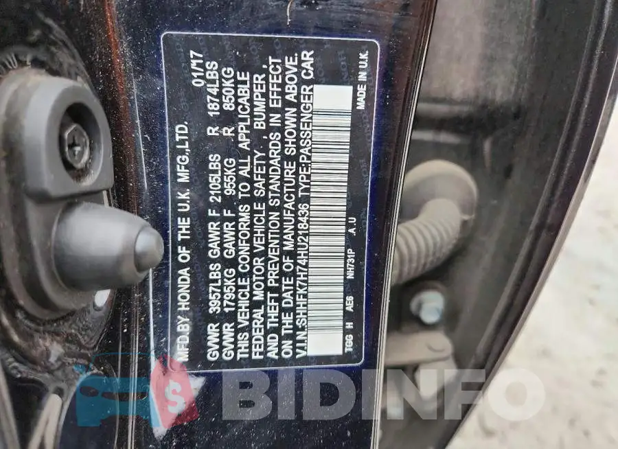 SHHFK7H74HU218436 Photo# 12