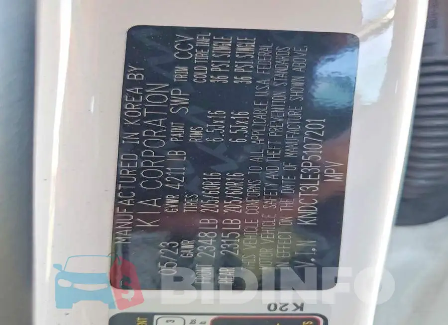 KNDCT3LE3P5107201 Photo# 14