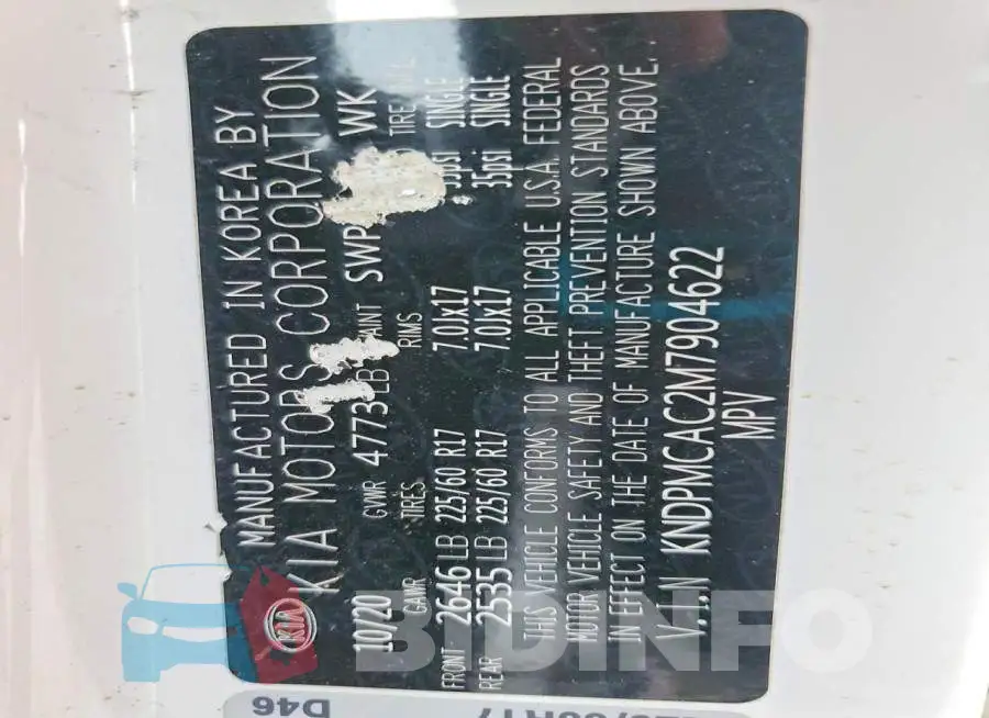 KNDPMCAC2M7904622 Photo# 13