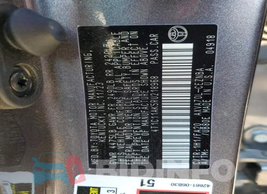 4T1C11AK5RU218968 Photo# 13