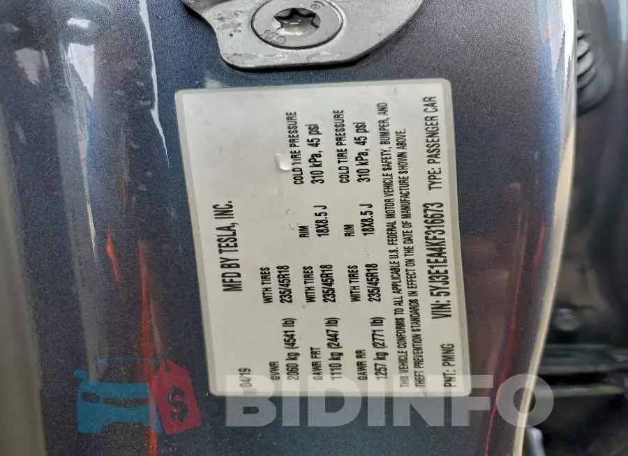 5YJ3E1EA4KF316673 Photo# 12
