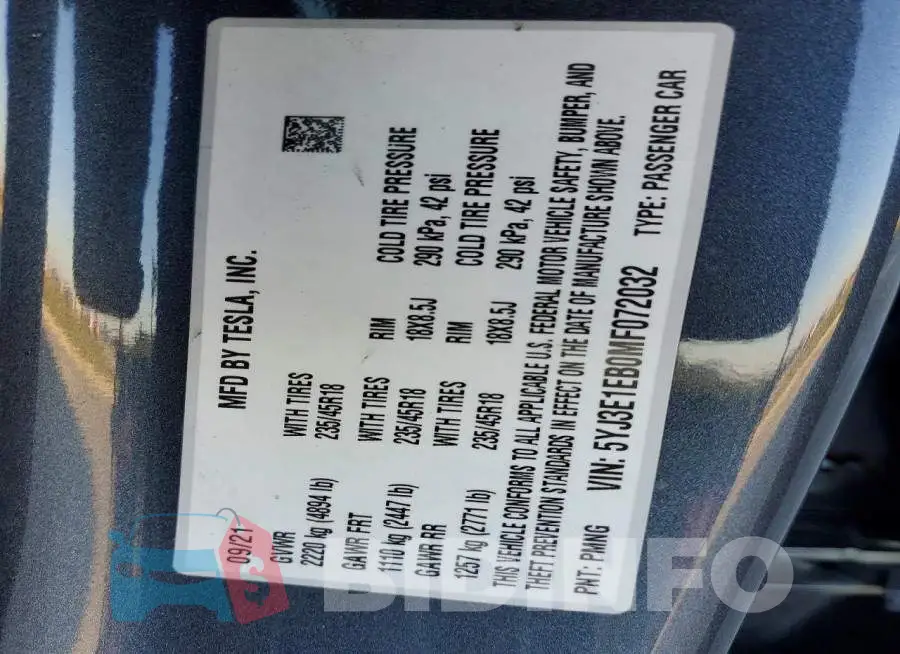 5YJ3E1EB0MF072032 Photo# 13