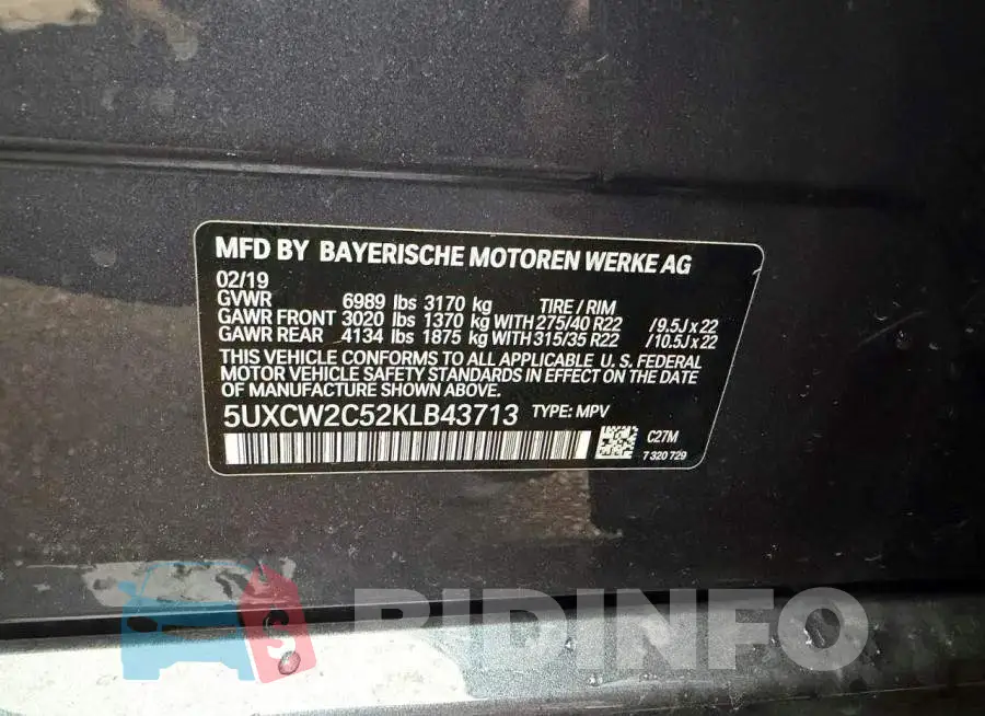 5UXCW2C52KLB43713 Photo# 10