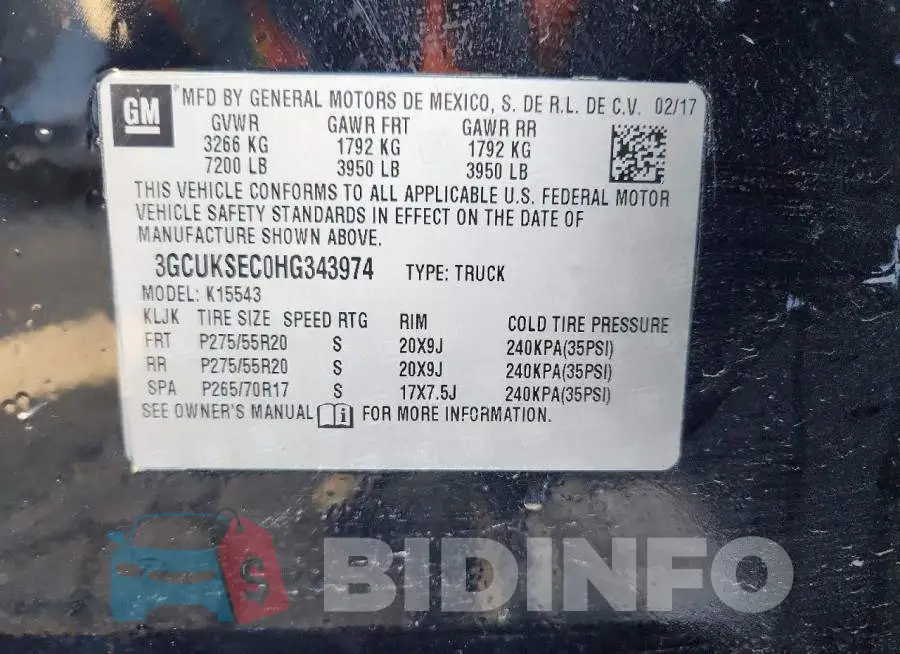 3GCUKSEC0HG343974 Photo# 12