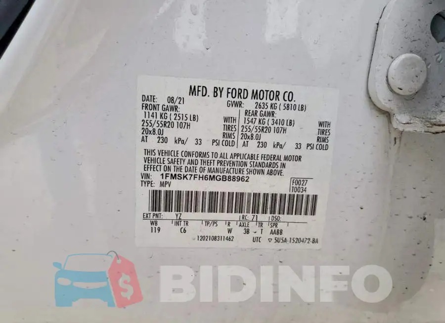 1FMSK7FH6MGB88962 Photo# 14