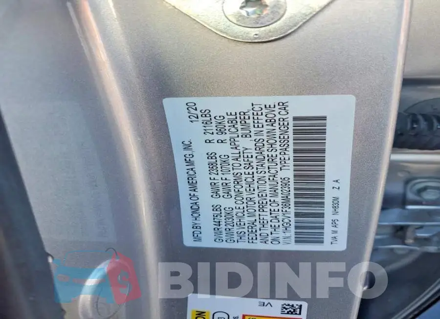 1HGCV1F36MA023905 Photo# 12