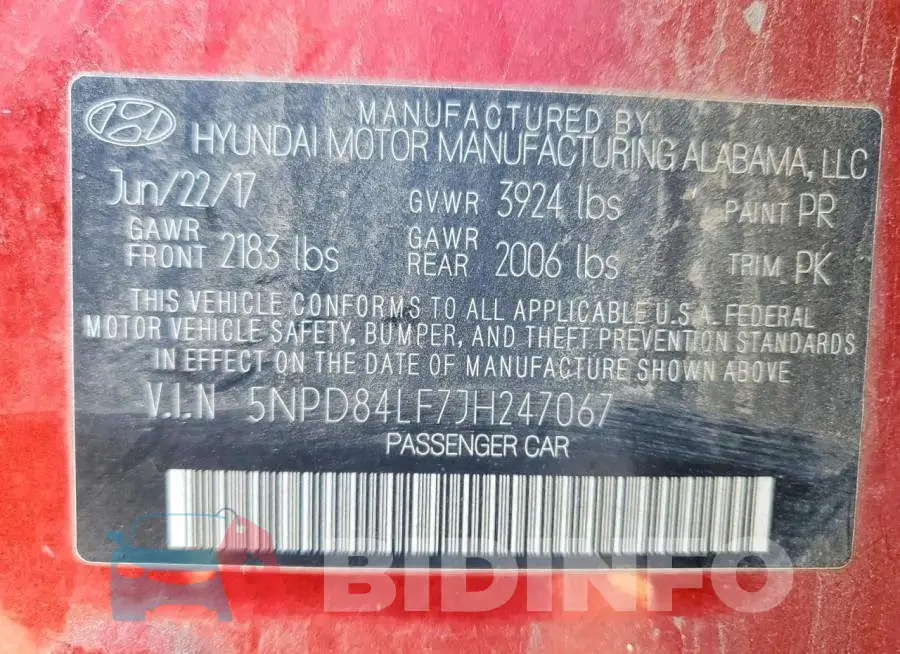 5NPD84LF7JH247067 Photo# 12