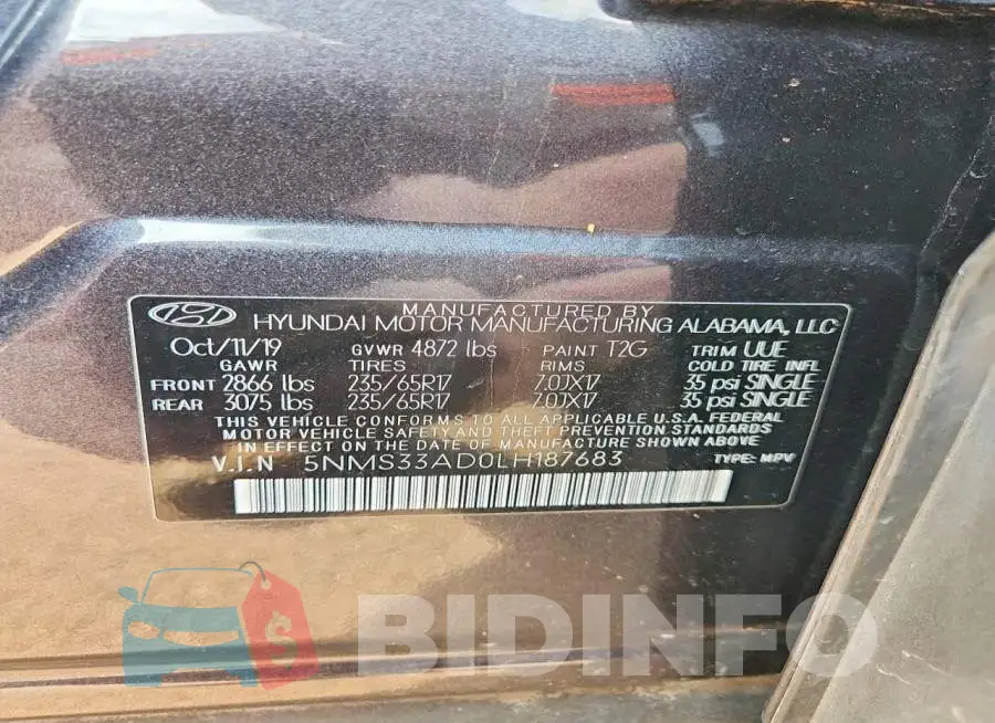 5NMS33AD0LH187683 Photo# 13