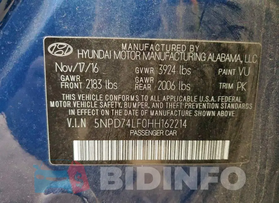 5NPD74LF0HH162214 Photo# 12