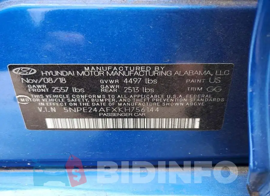 5NPE24AFXKH756144 Photo# 12