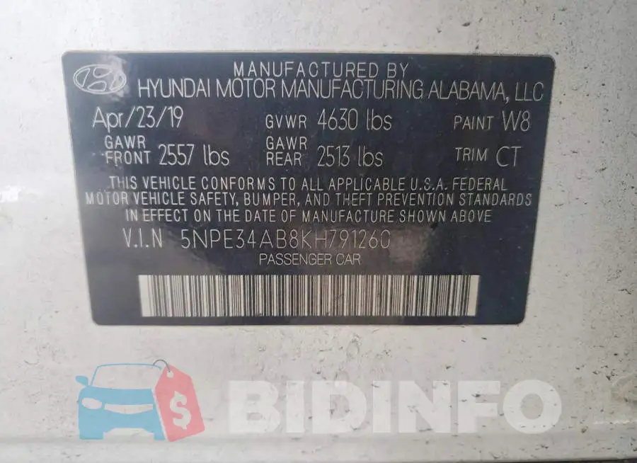 5NPE34AB8KH791260 Photo# 12