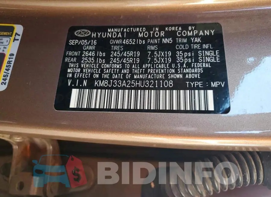 KM8J33A25HU321108 Photo# 13